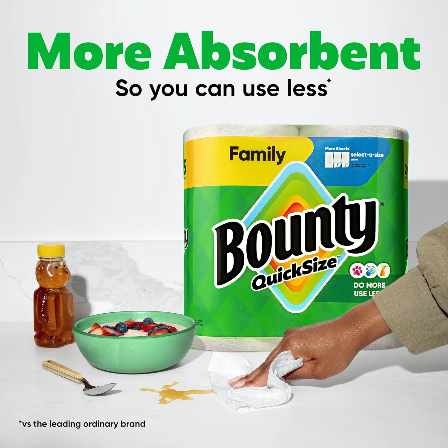 Bounty brand image showing a countertop spill cleanup