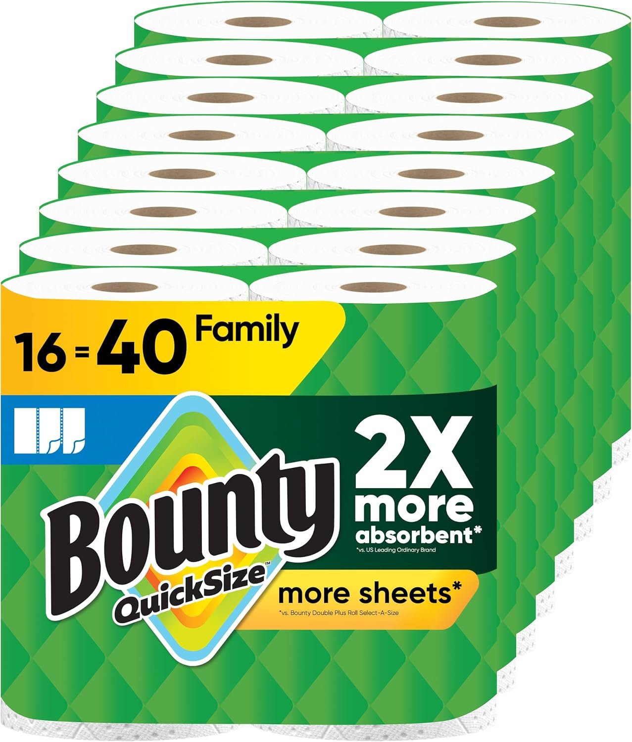 Bounty Quick Size white paper towels, 16 Family Rolls